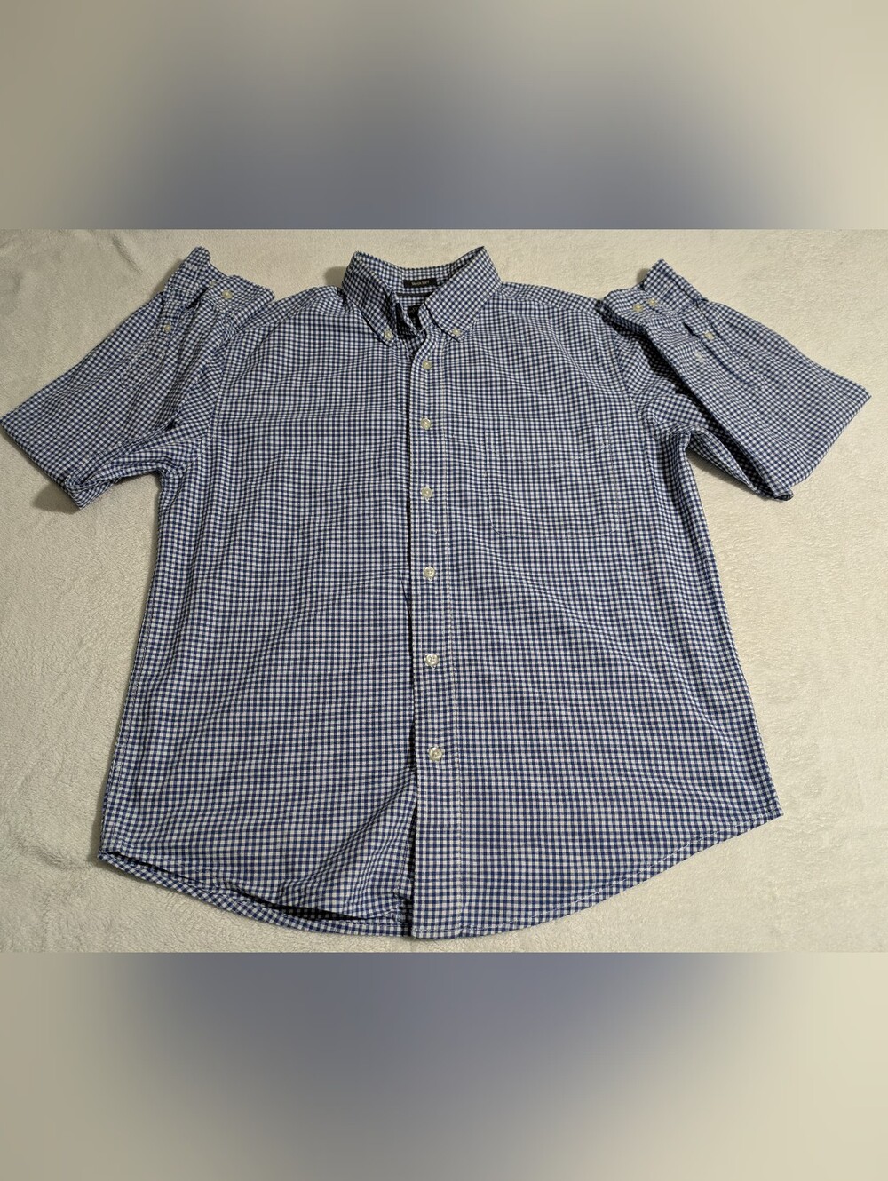 St. John's Bay Men's Medium Blue Gingham Button Down Shirt